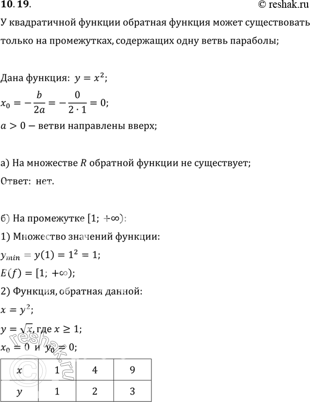 Изображение Рассмотрите данную функцию на каждом из указанных промежутков; если она на этом промежутке имеет обратную функцию, то задайте обратную функцию аналитически, укажите ее...