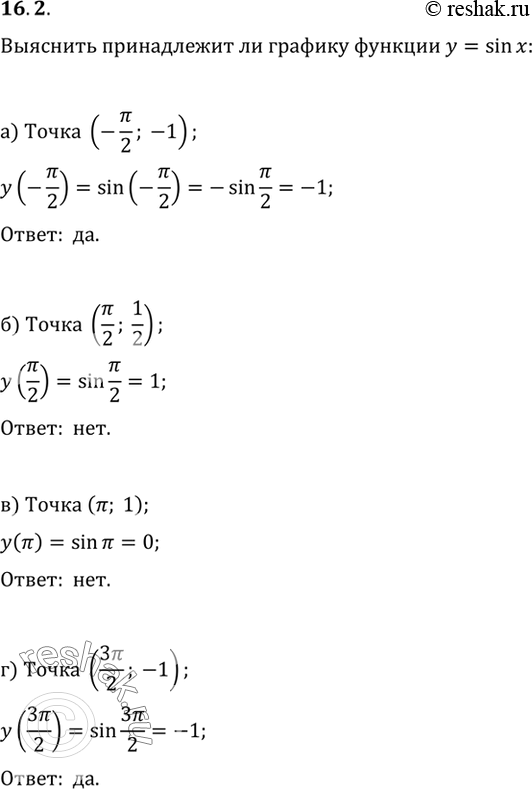 Изображение He выполняя построения, ответьте на вопрос, принадлежит ли графику функции у = sin x точка с...