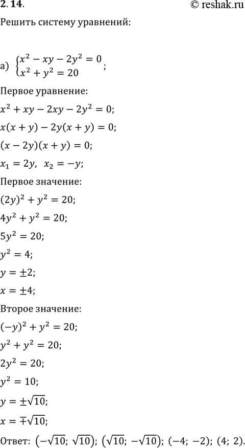 Изображение Упр.2.14 ГДЗ Мордковича 11 класс профильный уровень
