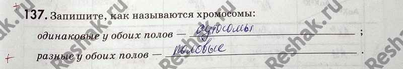 Изображение 1 37. Запишите, как называются хромосомы:одинаковые у обоих полов —;разные у обоих полов...