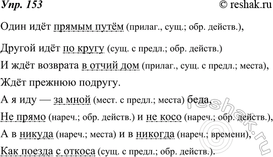 Изображение 153. Выразительно прочитайте стихотворение А. Ахматовой. Укажите обстоятельства. Определите их вид по значению. Укажите способы их выражения.Один идёт прямым...